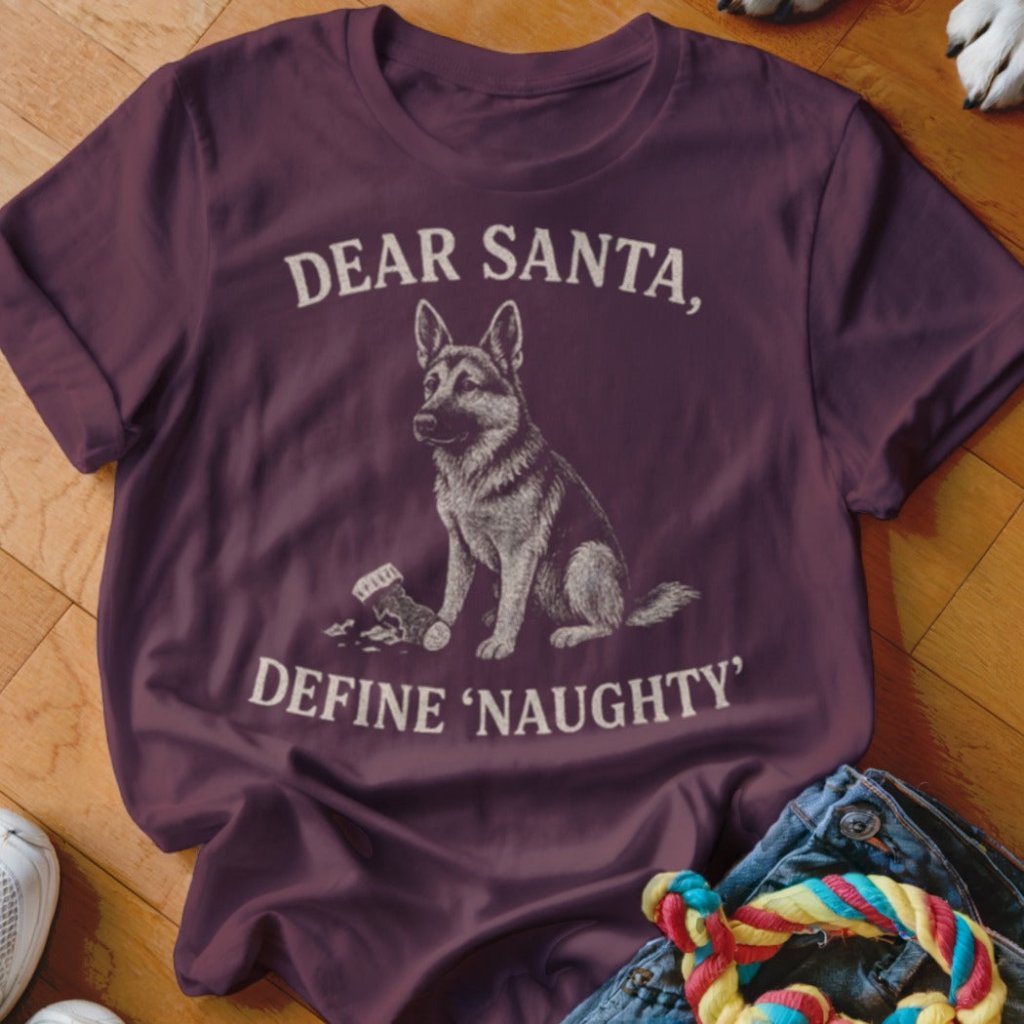 Dear Santa Define Naughty German Shepherd Christmas T-Shirt - Image 4