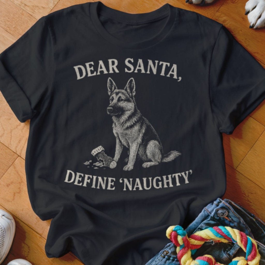Dear Santa Define Naughty German Shepherd Christmas T-Shirt - Image 2