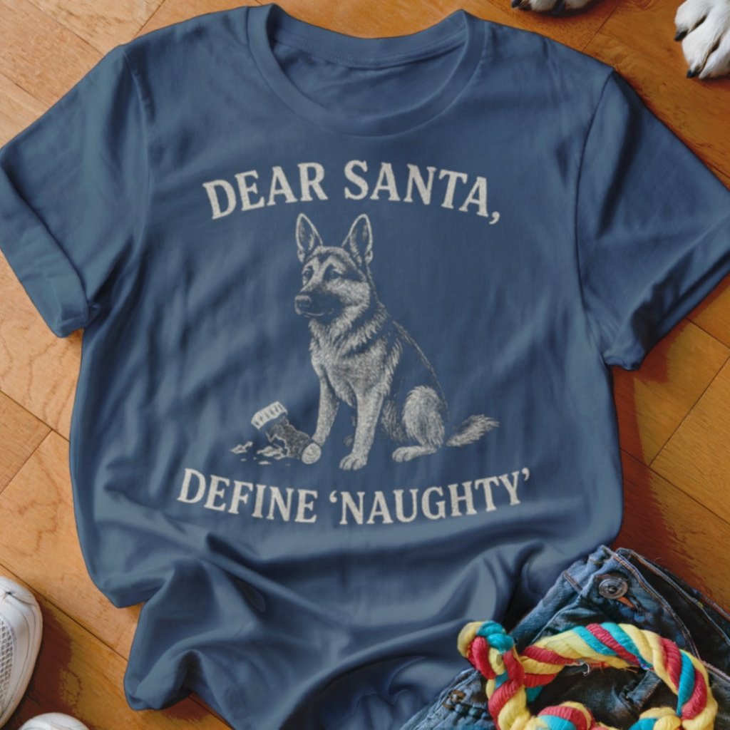 Dear Santa Define Naughty German Shepherd Christmas T-Shirt - Image 3