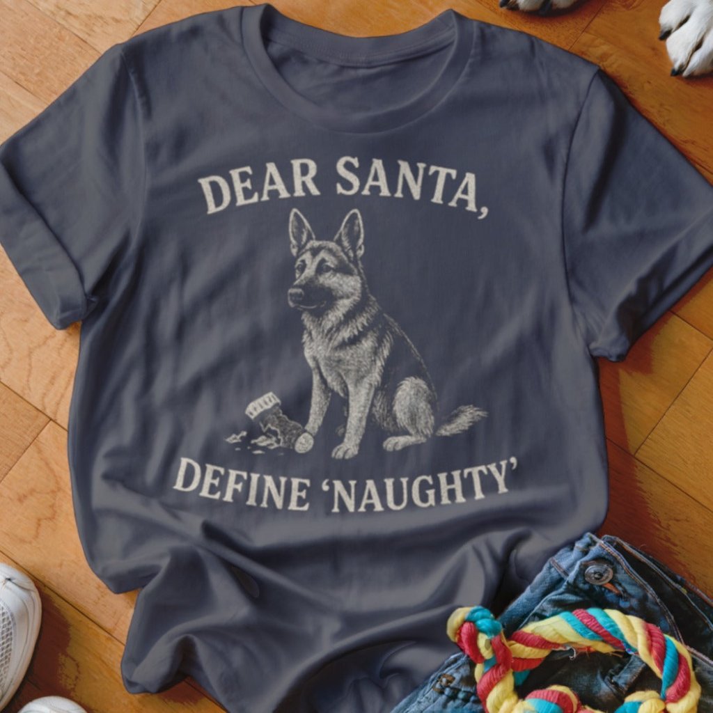 Dear Santa Define Naughty German Shepherd Christmas T-Shirt - Image 6