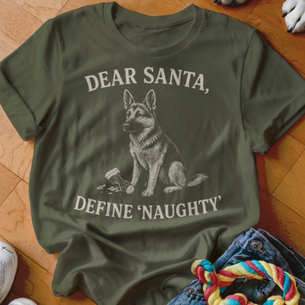 Dear Santa Define Naughty German Shepherd Christmas T-Shirt - Image 5