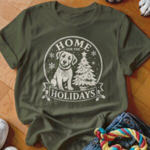 Home For The Holidays Christmas Dog T-Shirt