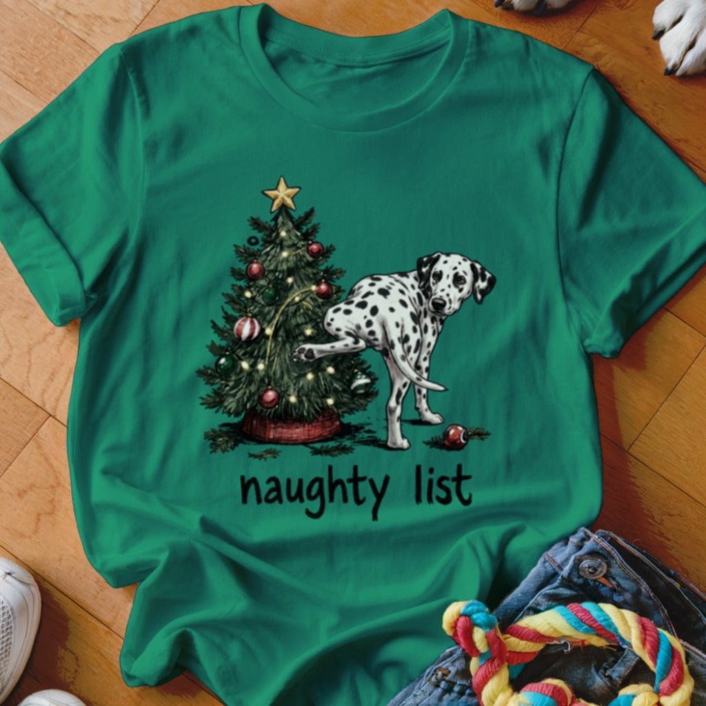 Naughty List Dalmatian Christmas T-Shirt
