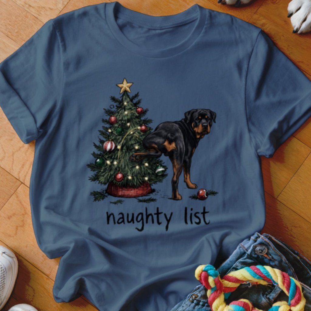Naughty List Rottweiler Christmas T-Shirt - Image 6
