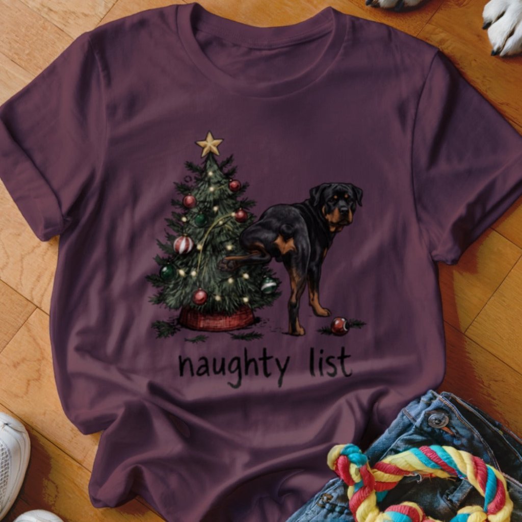 Naughty List Rottweiler Christmas T-Shirt - Image 5