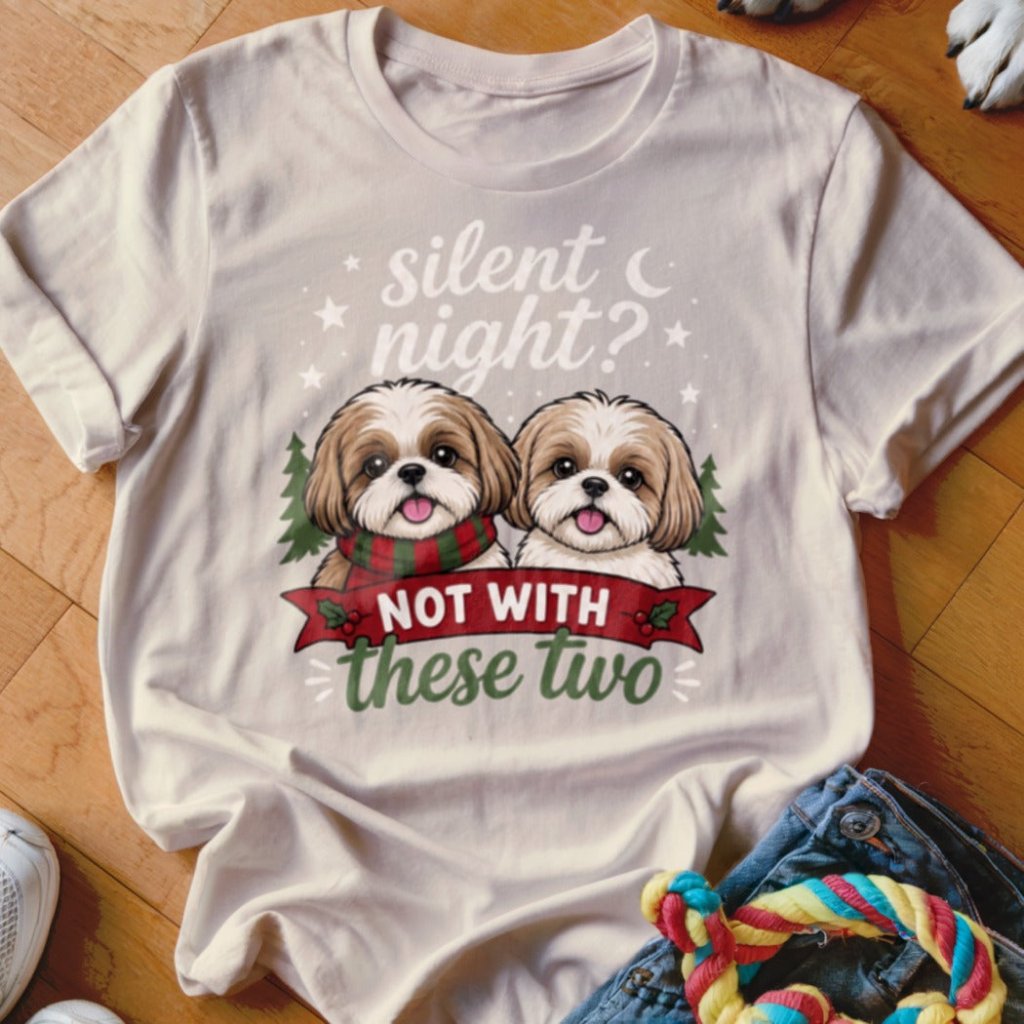Silent Night Shih Tzu Christmas T-Shirt - Image 5