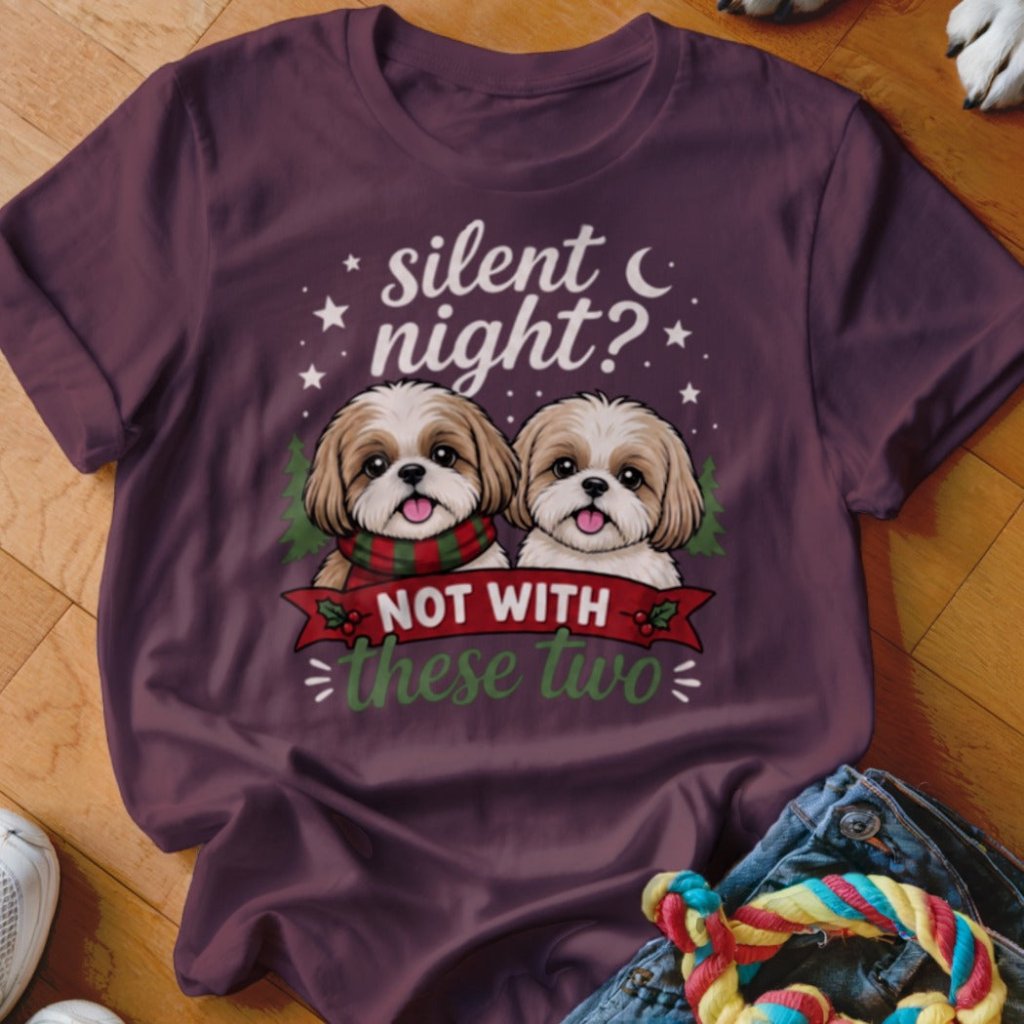 Silent Night Shih Tzu Christmas T-Shirt - Image 4