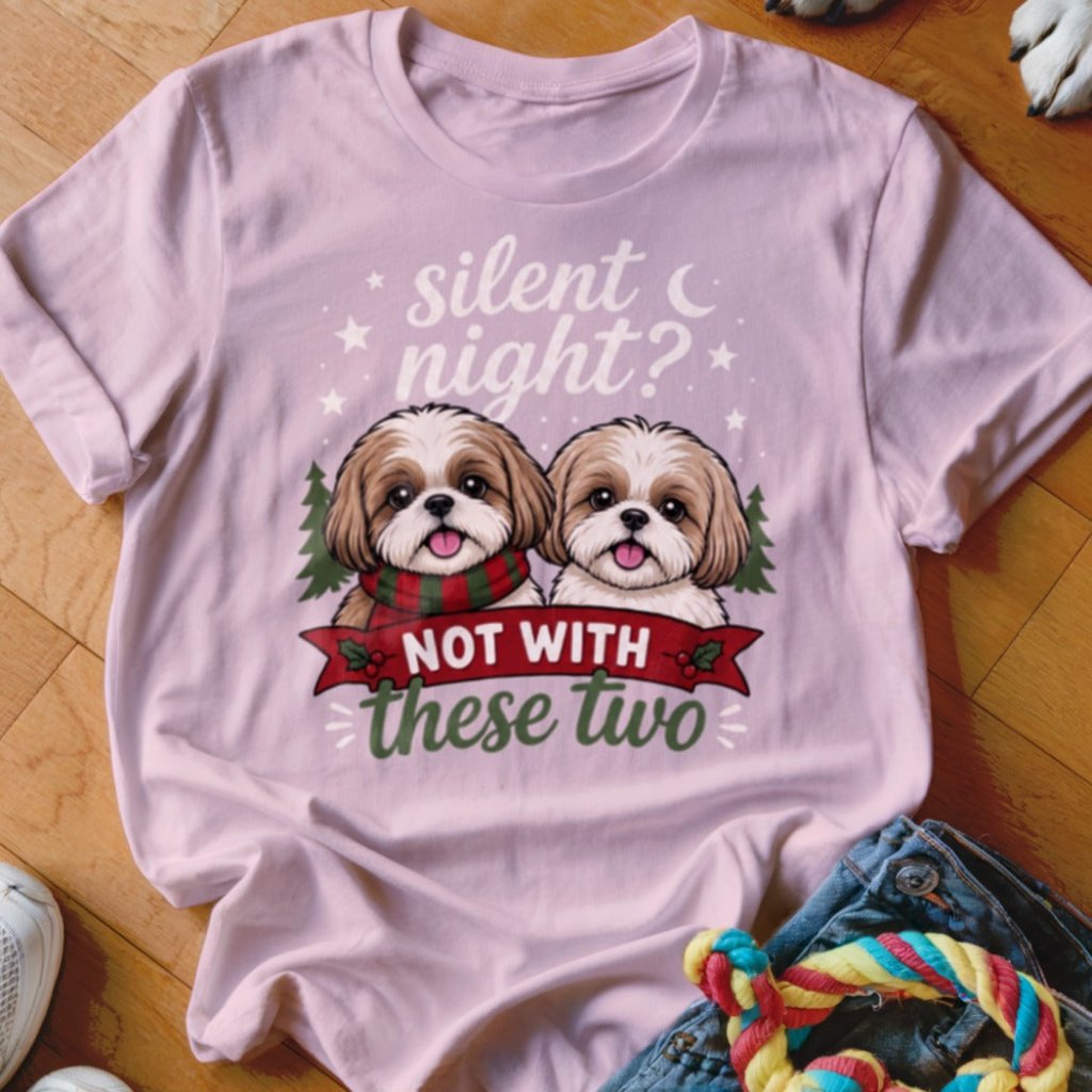 Silent Night Shih Tzu Christmas T-Shirt - Image 7