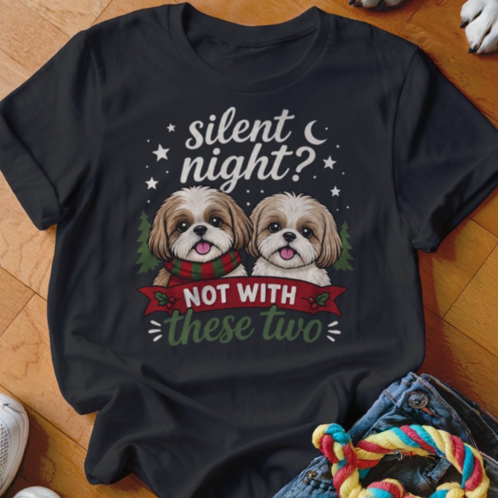 Silent Night Shih Tzu Christmas T-Shirt - Image 2