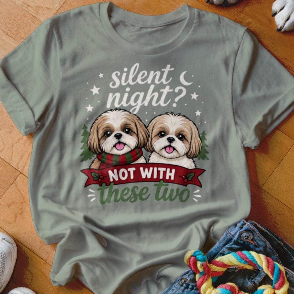 Silent Night Shih Tzu Christmas T-Shirt - Image 8