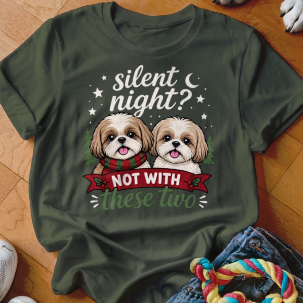 Silent Night Shih Tzu Christmas T-Shirt - Image 3