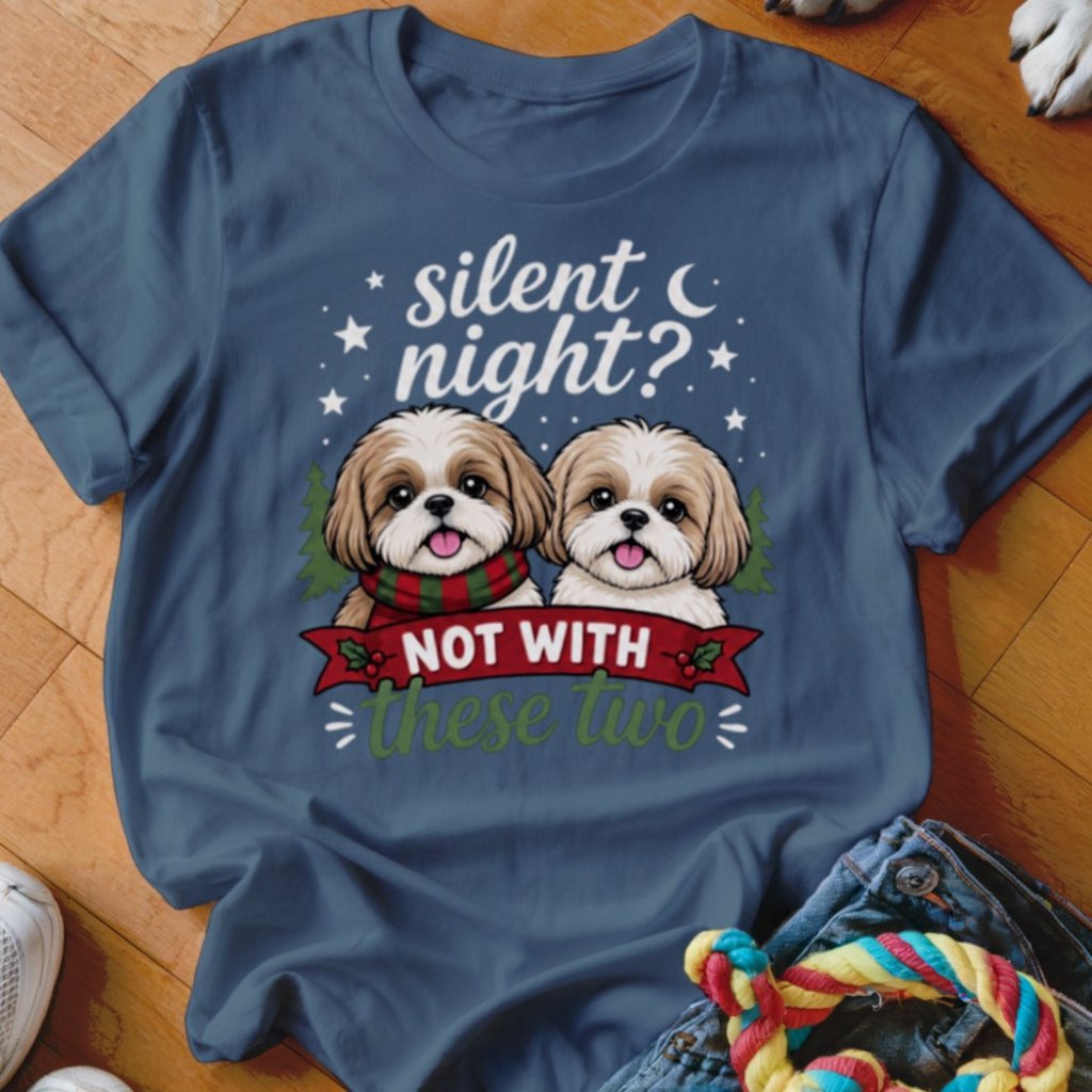 Silent Night Shih Tzu Christmas T-Shirt - Image 6