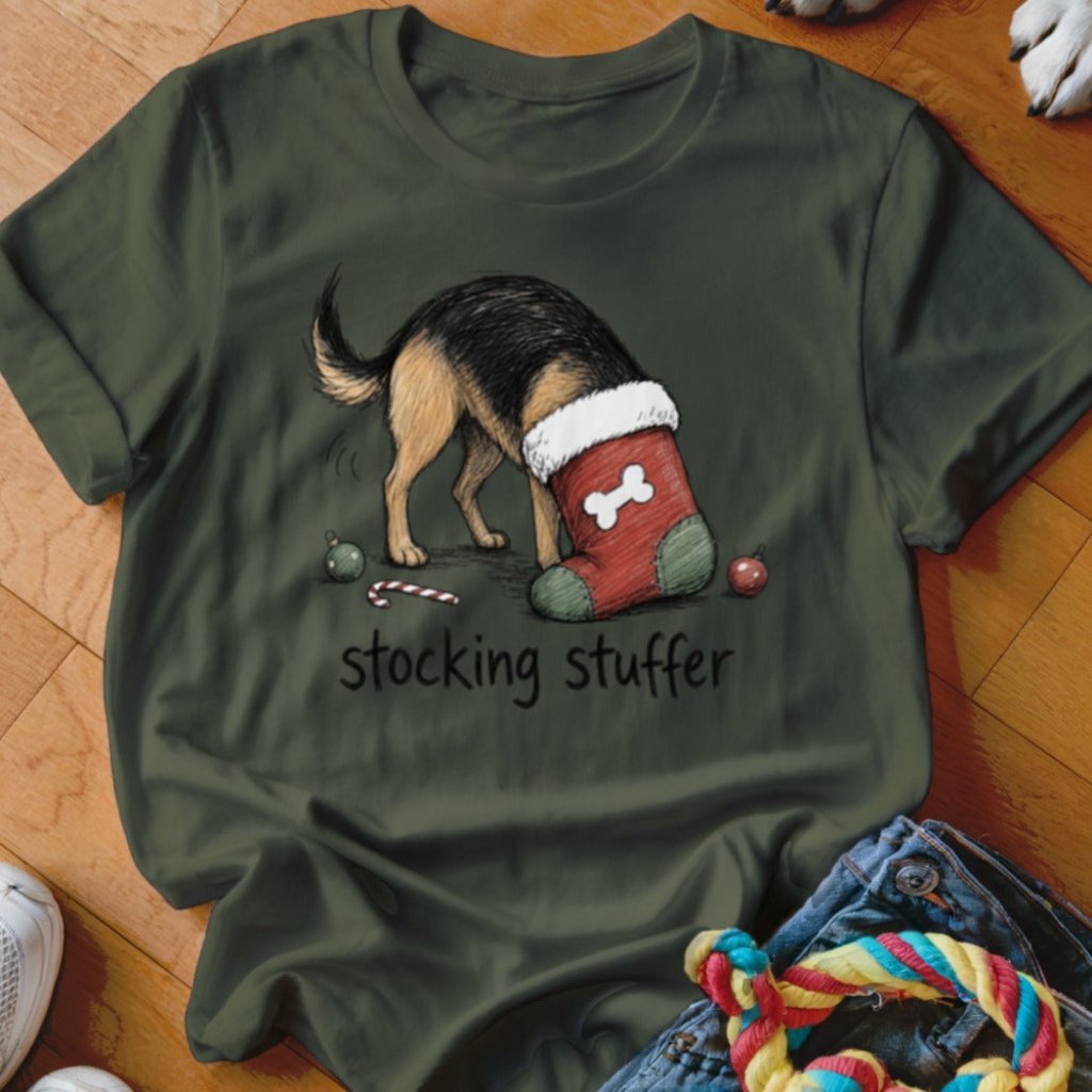 Stocking Stuffer German Shepherd Christmas T-Shirt - Image 3