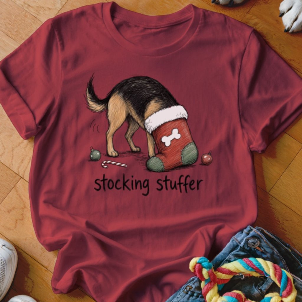 Stocking Stuffer German Shepherd Christmas T-Shirt - Image 2