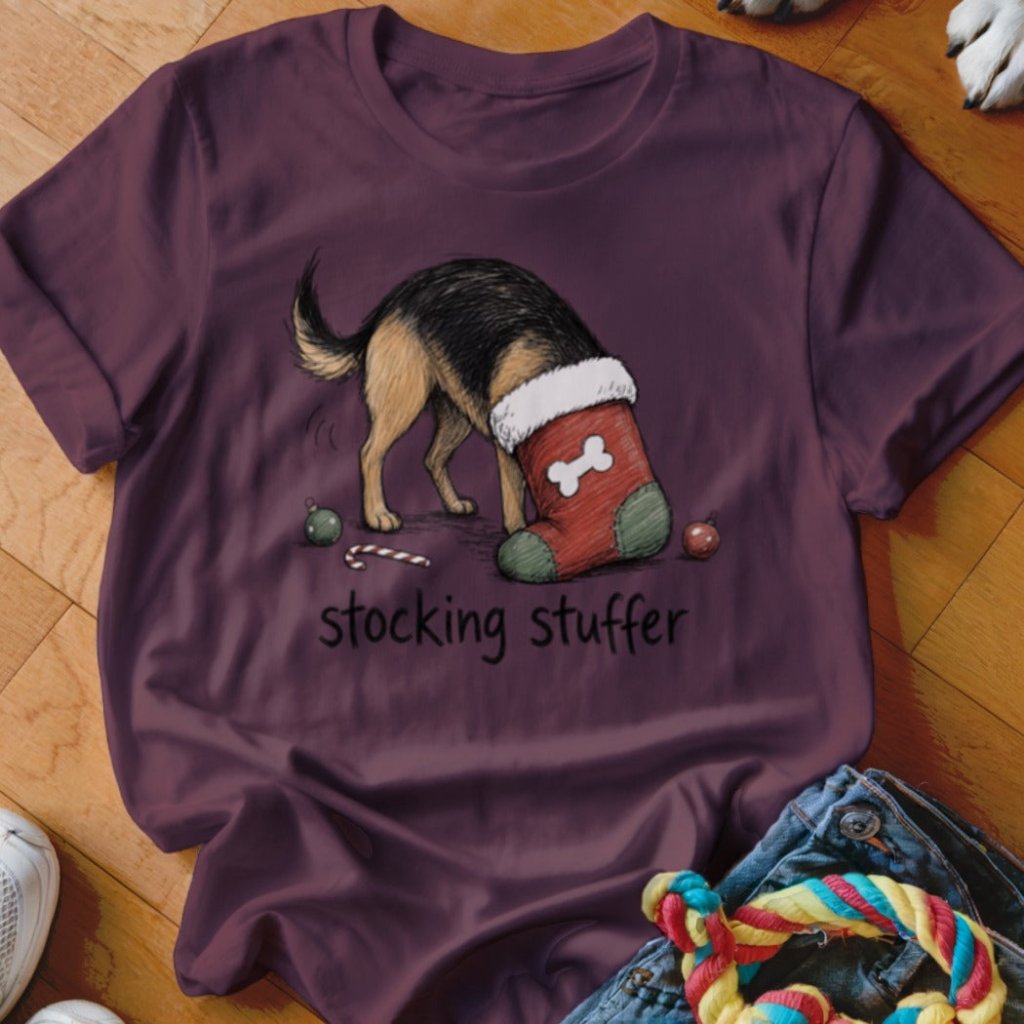 Stocking Stuffer German Shepherd Christmas T-Shirt - Image 4
