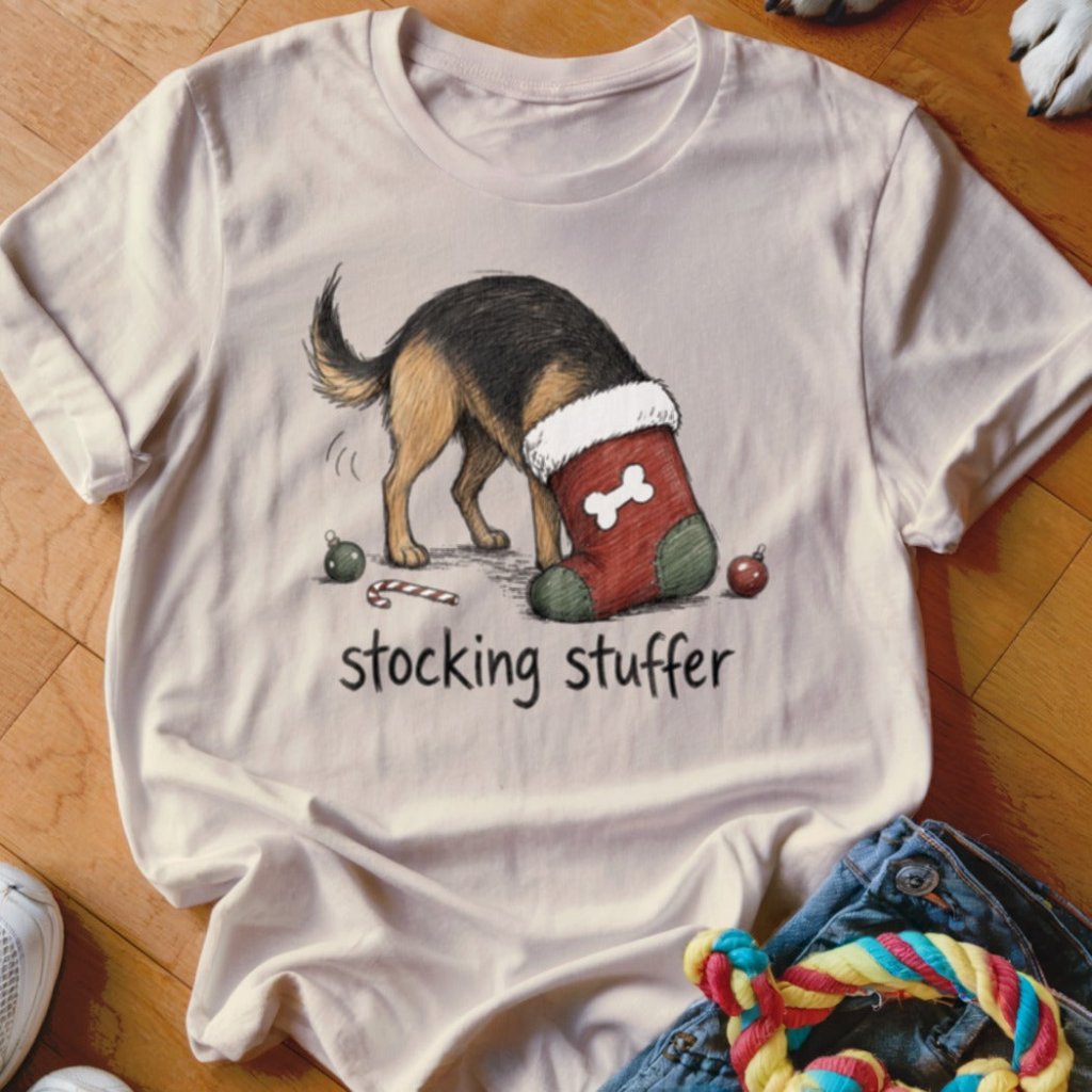 Stocking Stuffer German Shepherd Christmas T-Shirt - Image 5